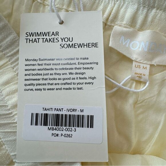 MONDAY Swimwear Tahiti Pants in Ivory New With Tags Size Medium - Picture 10 of 15